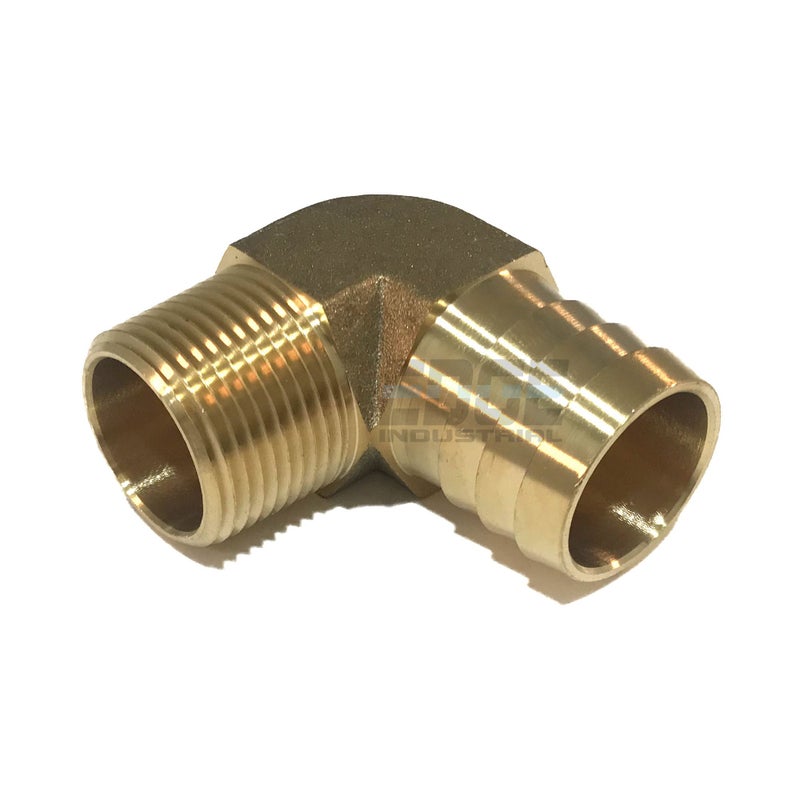 EDGE INDUSTRIAL 1" Hose ID to 3/4" Male NPT MNPT 90 Degree Brass Elbow Fitting Fuel/AIR/Water/Oil/Gas/WOG (Qty 01) - Image 1